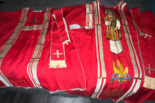 RARE CATHOLIC PRIESTS & DEACONS 4 PC RED ST. LAURENTIUS CHASUBLE & DALMATIC SET for sale  Shipping to South Africa