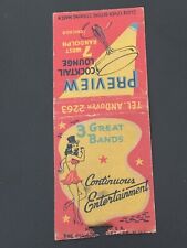 Vintage Illinois Bobtail Matchbook: “Preview Cocktail Lounge Niteclub” Chicago for sale  Shipping to South Africa