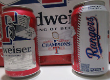 Usado, Texas Rangers MLB béisbol 2023 campeones de la Serie Mundial lata de cerveza vacía Budweiser segunda mano  Embacar hacia Argentina