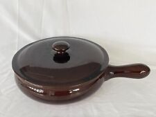 Vtg Vulcania Italy Pan Skillet Handle Lid 8.5”D Glazed Terracotta  No. 22 for sale  Shipping to South Africa