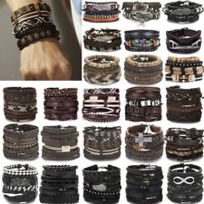 6 piezas Brazalete de pulsera punk trenzado de cuero punk de moda para hombre, usado segunda mano  Embacar hacia Argentina