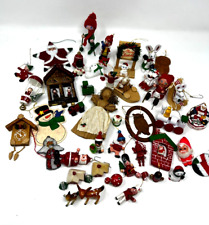 Vintage Hand Painted Christmas Ornaments 44 Pieces Mini Wooden santa ski elf for sale  Shipping to South Africa