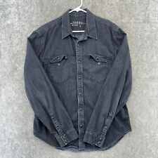 Camisa masculina Gap grande preta denim pérola bolso de pressão algodão ocidental manga longa comprar usado  Enviando para Brazil