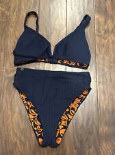 Maaji reversible bikini set Blue Orange High Waist Cheeky S/M, used for sale  Shipping to South Africa