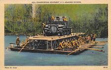 US Army Engineers Pontoon Barge Transports Armor WWII linen postcard for sale  Shipping to South Africa