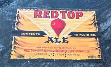 VINTAGE IRTP RED TOP ALE 12 OZ BEER BOTTLE LABEL RED TOP BREWING CINCINNATI OH for sale  Shipping to South Africa