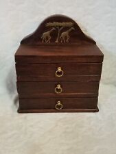 Caixa de joias vintage de madeira mogno com 3 gavetas com trava secreta para gaveta superior comprar usado  Enviando para Brazil
