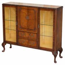 VINTAGE CIRCA 1940'S FLAMED MAHOGANY & SATINWOOD SIDEBOARD DISPLAY CABINET TABLE for sale  Shipping to South Africa