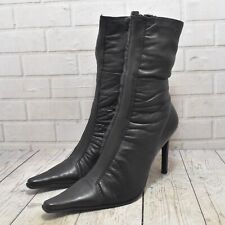 Womens Bronx Black Leather Zip Up High Heel Ankle Boots UK 5 EUR 38 for sale  Shipping to South Africa