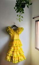 Cintura 27 in: Vestido Amarillo Vintage Auténtico Flamenco Gitano Frida Feria Montar segunda mano  Embacar hacia Mexico