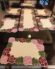 Rose Design Beaded 13 Piece Dining Set With 1 Table Runner 6 Mats And 6 Coasters, used for sale  Shipping to South Africa