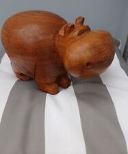 Wooden carved hippo for sale  SWINDON