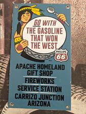 VINTAGE 53 PHILLIPS 66 GASOLINE PORCELAIN METAL GAS STATION SIGN ROUTE 66 INDIAN for sale  Shipping to Canada