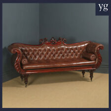 Used, Antique English Regency Mahogany & Brown Leather Double Ended Couch (Circa 1830) for sale  Shipping to South Africa