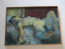 LARGE OIL PAINTING VINTAGE WOMAN PRETTY FEMALE MODEL NUDE IMPRESSIONIST MODERN for sale  Shipping to Canada