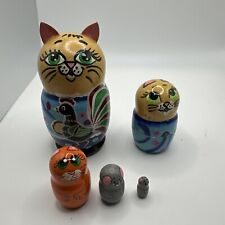 Bonecas de madeira vintage pintadas de rato gato 5 peças 4"" comprar usado  Enviando para Brazil