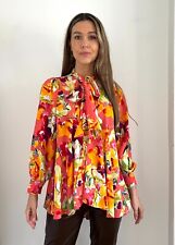 Blusa nova em folha Whistles multicolorida floral Pussybow Reino Unido 10-20 comprar usado  Enviando para Brazil