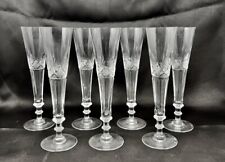 Set of Seven Vintage Art Deco Cut Glass Champagne Flutes Attributed to Bakewell for sale  Shipping to South Africa