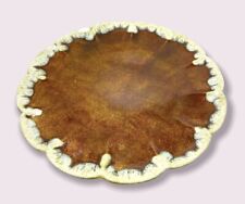Vintage Holland Mold Brown Pottery Drip Glaze Scalloped Plate / Dish Rare !, used for sale  Waldorf