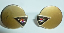Used, Vintage Gold Tone Rhinestone Etched Star CuffLinks for sale  Shipping to South Africa