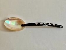 Vintage mother of pearl and inlaid wood small serving spoon. Lovely. for sale  Shipping to South Africa