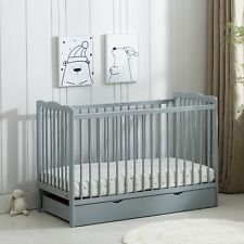 MCC® Grey Brooklyn Baby Cot Crib with Water repellent Mattress & Wheeled Drawer for sale  Shipping to South Africa