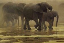 Robert BATEMAN By The River Limited Edition Canvas art stretched Elephants  for sale  Canada