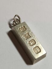 Hallmarked Bullion Bar Necklace ingot Pendant Sterling Silver 925, used for sale  Shipping to South Africa