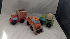 Melissa & Doug WOOD Stack Toy CONSTRUCTION Cement Mixer DUMP TRUCK Front Loader for sale  Shipping to South Africa