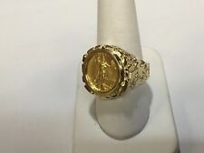 925 Sterling Silver Without Stone US LIBERTY COIN Men's Ring Yellow Gold Finish for sale  Houston