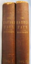 Juego de 2 volúmenes de libros antiguos de fauna de mármol Nathaniel Hawthorne 1860 primera edición (O) segunda mano  Embacar hacia Argentina