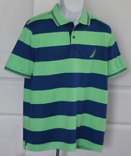 Camisa polo para hombre Nautica talla mediana manga corta verde y azul a rayas segunda mano  Embacar hacia Argentina