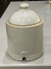 Old Bristol White Glaze Stoneware Farm Poultry Chicken Waterer Feeder Fount Bell for sale  Shipping to South Africa