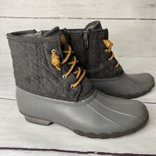 Botas femininas Sperry Top Sider tamanho 7.5 (juventude 6) pato água salgada cinza acolchoado, usado comprar usado  Enviando para Brazil