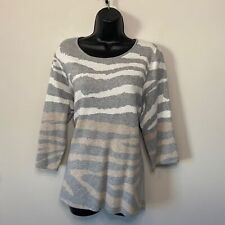 Camiseta suéter túnica Chicos estampa zebra cinza marrom mangas 3/4 tamanho grande comprar usado  Enviando para Brazil