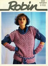 ~ Robin Knitting Pattern For Lady's Lacy Boat Neck Sweater & Lacy Wristwarmers ~ for sale  Shipping to South Africa
