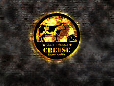 Usado, Letrero de pared LED queso fresco leche vaca agricultor industria neón logotipo emblema camiseta segunda mano  Embacar hacia Argentina