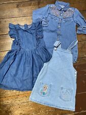 Girls Denim Dresses Bundle Age 4-5 Year Next Shirt Dress M&S Primark Elsa Frozen for sale  Shipping to South Africa