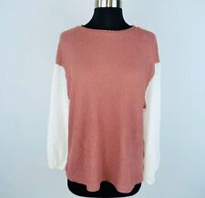 Blusa feminina Shein pequena S texturizada silenciada rosa branca manga acentuada levantada , usado comprar usado  Enviando para Brazil