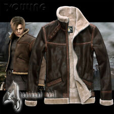 Resident Evil 4 Leon S Kennedy Men Cosplay Coat Leather Thick Casual Jacket New til salgs  Frakt til Norway