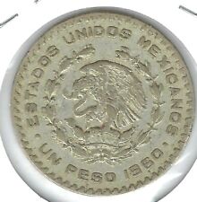 Moneda de un peso de plata en circulación de México 1960 MO segunda mano  Embacar hacia Argentina