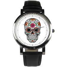 Relógio de pulso Sugar Skull. Pulseira preta ou marrom comprar usado  Enviando para Brazil