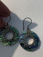 Suarti Balinese Sterling Silver Fiery Abalone Shell Round Drop Earrings, used for sale  PONTEFRACT