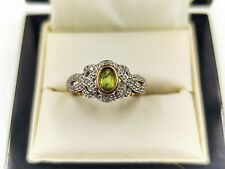 9ct Gold Ring With Peridot And Diamond Size O Hallmarked Perfect  for sale  Shipping to South Africa