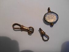 lot 3 pcs antique watch fob parts moonstone hook clips junk drawer for sale  Shipping to South Africa