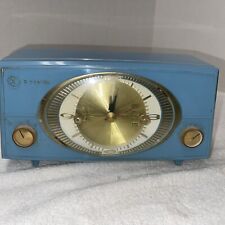 Radio Reloj Bulova Vintage Modelo 140 Serie AM Tubo Funciona Azul Retro Mediados de Siglo segunda mano  Embacar hacia Argentina