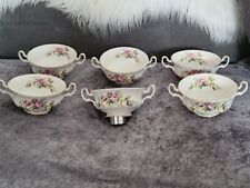 Set Of 6 Royal Albert 'Moss Rose' Handled Soup Bowls Cups for sale  Shipping to South Africa