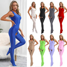 Women's Bodysuit Glossy Open Crotch Tights Close-fitting Jumpsuits Nightwear for sale  Shipping to South Africa
