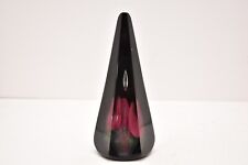 Used, Vintage Signed Stuart Abelman Art Glass Conical Paperweight Obelisk Tulip Scene for sale  Shipping to South Africa