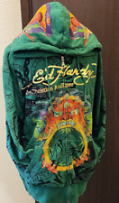 Jaqueta com capuz vintage Ed Hardy Christian Audigier morte ou glória caveiras raras tamanho XL comprar usado  Enviando para Brazil